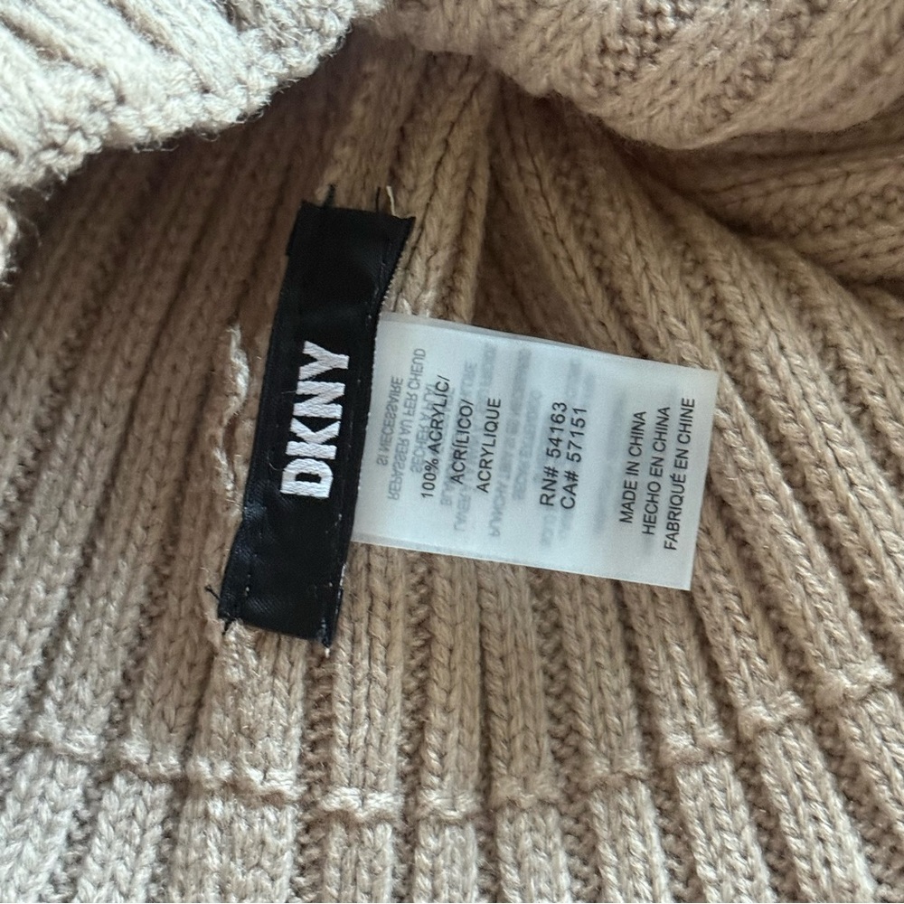 DKNY Gray Ribbed Knit Beanie - Picture 2 of 3
